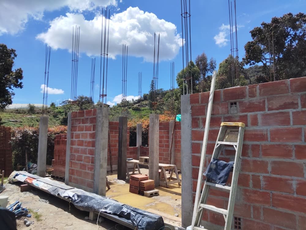 Avance del levante de muros en ladrillo a la vista